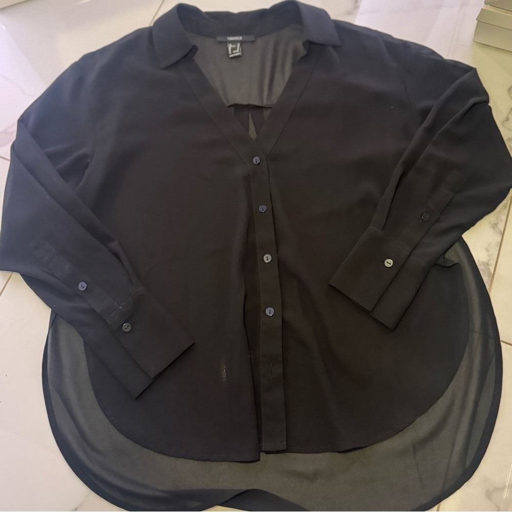 Forever 21 Black Sheer Blouse